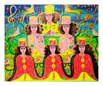 La Chorale des Déesses et des Mélodies Divines - a Paint Artwork by HAIFA MELLITI